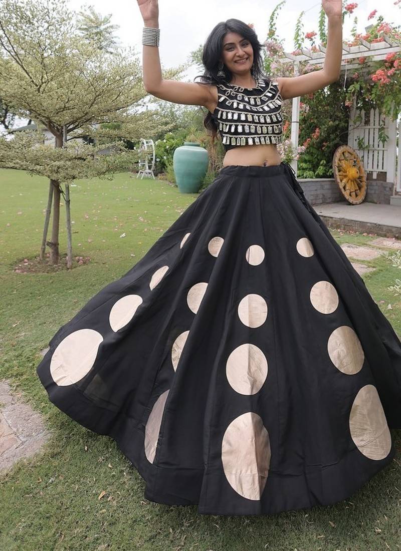 Navratri Roman Silk Lehenga Choli - Gota Work Garba & Dandiya Festive Wear - free size