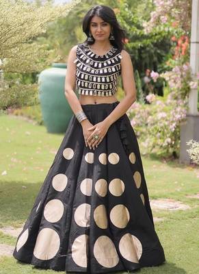Navratri Roman Silk Lehenga Choli - Gota Work Garba & Dandiya Festive Wear - free size 5