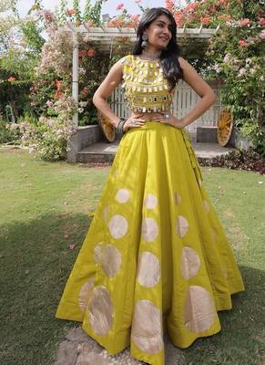 Navratri Roman Silk Lehenga Choli - Gota Work Garba & Dandiya Festive Wear - free size 1