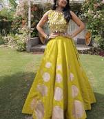 Navratri Roman Silk Lehenga Choli - Gota Work Garba & Dandiya Festive Wear - free size