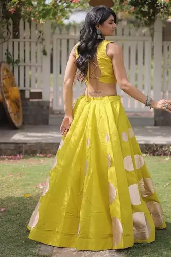 Navratri Roman Silk Lehenga Choli - Gota Work Garba & Dandiya Festive Wear - free size