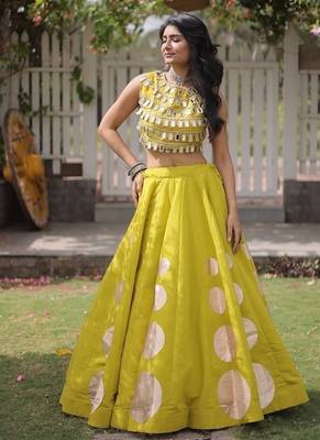 Navratri Roman Silk Lehenga Choli - Gota Work Garba & Dandiya Festive Wear - free size 5