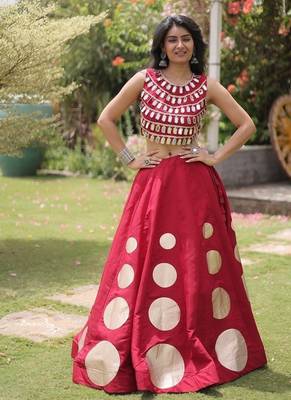Navratri Roman Silk Lehenga Choli - Gota Work Garba & Dandiya Festive Wear - free size 1