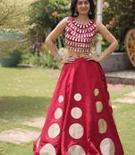 Navratri Roman Silk Lehenga Choli - Gota Work Garba & Dandiya Festive Wear - free size