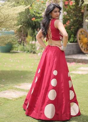 Navratri Roman Silk Lehenga Choli - Gota Work Garba & Dandiya Festive Wear - free size 2