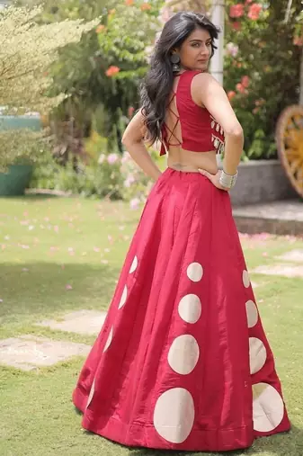 Navratri Roman Silk Lehenga Choli - Gota Work Garba & Dandiya Festive Wear - free size