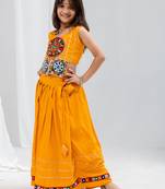 Navratri special real mirror & gamthi lace work lehenga with patch work blouse for kids