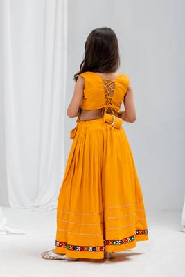 Navratri special real mirror & gamthi lace work lehenga with patch work blouse for kids 4