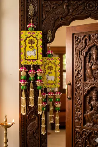 cow latkan hanging diwali decorations door hanging toran for home decor (pack of 2)