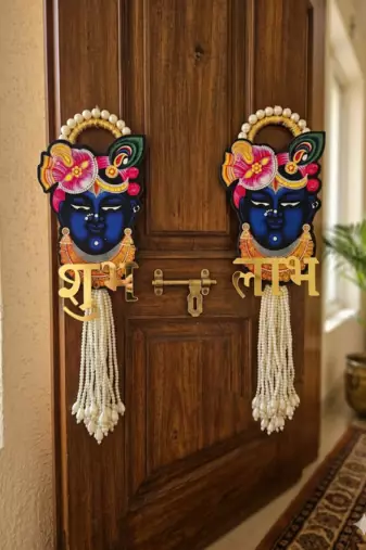 handmade decorative traditional hanging  multicolour shrinath ji hanging for home decor (pack of 2)