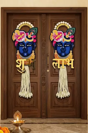handmade decorative traditional hanging  multicolour shrinath ji hanging for home decor (pack of 2)