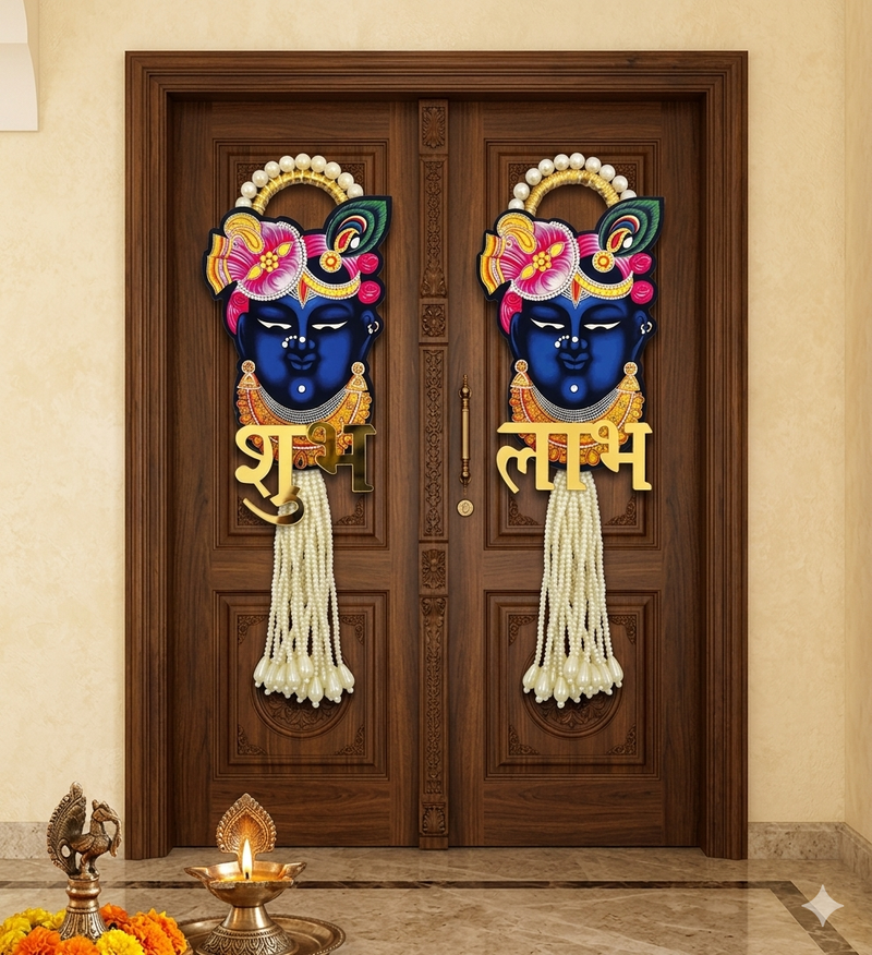 handmade decorative traditional hanging  multicolour shrinath ji hanging for home decor (pack of 2)