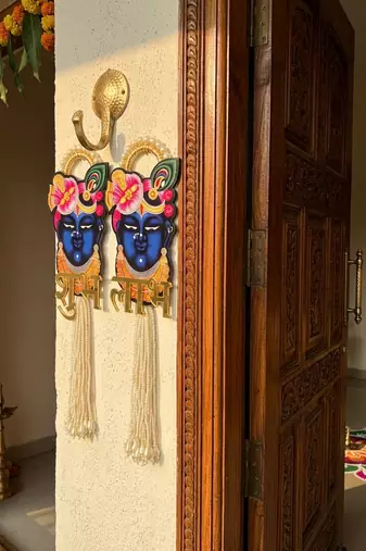 handmade decorative traditional hanging  multicolour shrinath ji hanging for home decor (pack of 2)