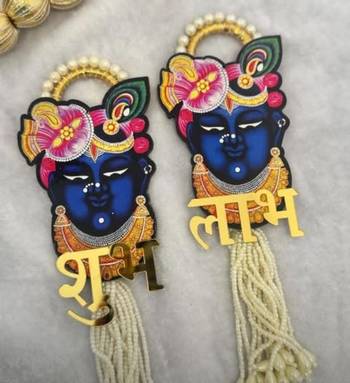 handmade decorative traditional hanging  multicolour shrinath ji hanging for home decor (pack of 2) 4
