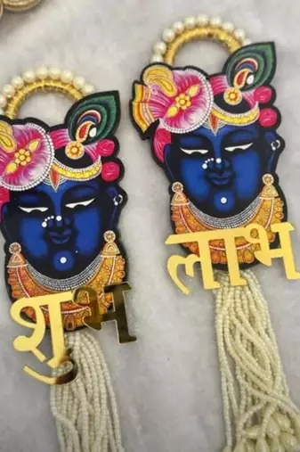 handmade decorative traditional hanging  multicolour shrinath ji hanging for home decor (pack of 2)