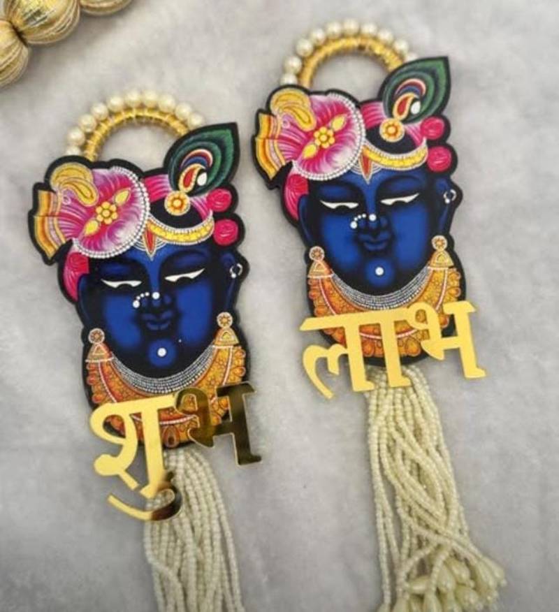 handmade decorative traditional hanging  multicolour shrinath ji hanging for home decor (pack of 2)