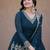 Women teal heavy embroidered  anarkali suit set