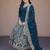 Women teal heavy embroidered  anarkali suit set