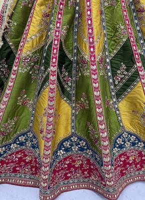 multicolor color Gotta pati Dori and Zari Embroidered Multi Thread Sequins work silk  blend Lehenga Choli set 3