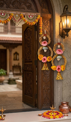 handmade wall hanging decorative  traditional for home festival decoration (pack of 2) 2