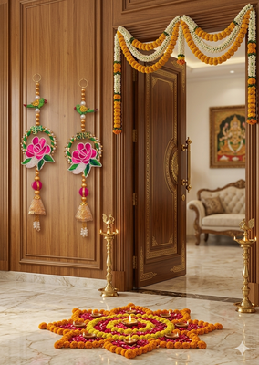 handmade wall hanging decorative  traditional for home festival decoration (pack of 2) 3