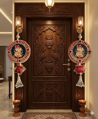handmade decorative wall hanging for home decoration door hanging for home decorations (pack of 2) 2