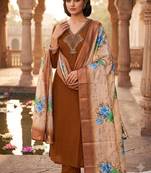 Brown premium mul chanderi kurti pent dupatta set