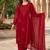 Red blooming georgette kurti pant dupatta set