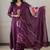 Purple jaipuri cotton(2side pocket) kurti pant dupatta set