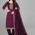 Wine cotton blend kurti pent dupatta set