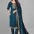 Teal cotton blend kurti pant dupatta set