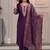 Purple cotton blend kurti pant dupatta set