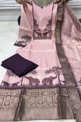 Wine banarasi kurti pant dupatta set