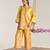 Yellow embroidered kota tissue kurta set