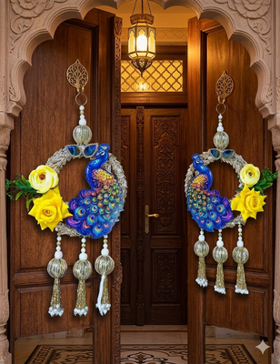 handmade decorative wall hanging for home decoration door hanging latkan wall for home decorations (pack of 2) 2