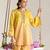 Yellow embroidered kota tissue kurta set