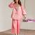 Rose pink embroidered kota tissue kurta set