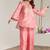 Rose pink embroidered kota tissue kurta set