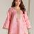 Rose pink embroidered kota tissue kurta set