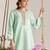 Mint green embroidered kota tissue kurta set