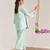 Mint green embroidered kota tissue kurta set