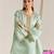Mint green embroidered kota tissue kurta set
