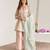 Rose mint pink embroidered kota tissue kurta set