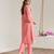 Pink embroidered kota tissue kurta set