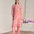 Pink embroidered kota tissue kurta set