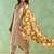 Golden embroidered chanderi stripe kurta set