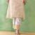 Golden embroidered chanderi stripe kurta set