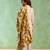 Golden embroidered chanderi stripe kurta set