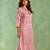 Dusty pink embroidered chanderi stripe kurta set