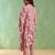 Dusty pink embroidered chanderi stripe kurta set